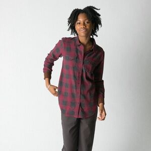 Kavu Billie jean flannel, red black buffalo plaid, red flannel top XS